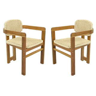 Outdoor Accent Armchairs For Patio (Set of 2) - Natural / Teak