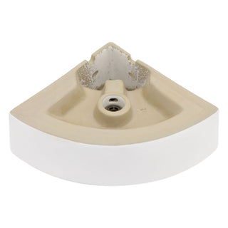 Triangle Porcelain Wall Mount Vessel Sink With Single Faucet Hole & Overflow - White