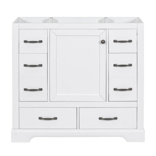 Modern Bathroom Vanity Base Only, 6 Drawer Storage With Adjustable Shelf