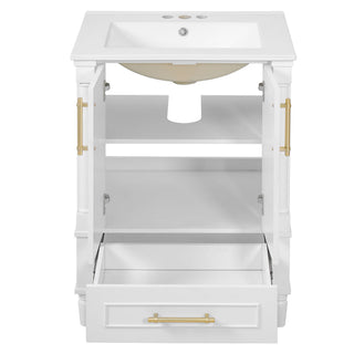 Bathroom Vanity With Ornate French Cylinder Legs, Soft Close Drawer