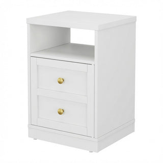 Nightstand With Door & Shelf, 2 Drawer Side Table
