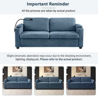 Sleeper Sofa Loveseat Sofa With Full Size Mattress, 2 USB Ports, 2 Cup Holders, 2 Side Pockets And Phone Holder