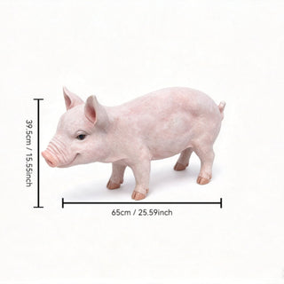Cute Pig Garden Statue, Farm Pig Figurine Lawn Ornament, Weatherproof Outdoor Sculpture Decor - Baby Pink