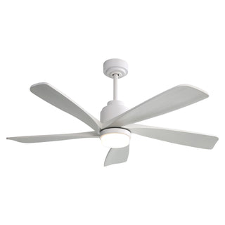 52" Ceiling Fan With Dimmable LED Light, 5 Blades, Reversible DC Motor, Smart Remote Control - White