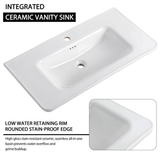 Soft Close Door Freestanding Bathroom Vanity With Sink, 1 Small Storage Cabinet