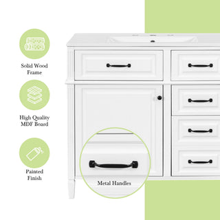 Modern Bathroom Vanity With Sink Top, Flip Drawer Design