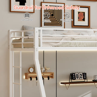 Bunk Bed For Kids, Convertible Frame With Ladders & Guardrail