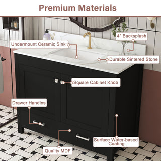 Bathroom Vanity Set, Fluted Cabinet, Soft Close Doors & Drawers - Black
