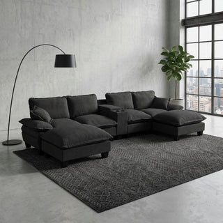 Modular Cloud Couch Sofa With Cup Holders & Storage, USB Port