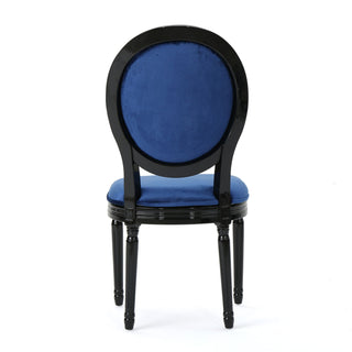 French Country Inspired Dining Chair With Iconic Round Backrest - Navy Blue