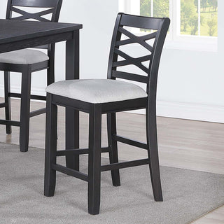 Dining Table Set With 4 Cross Back Chairs, Upholstered Cushions - Charcoal