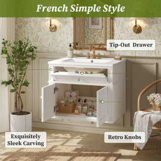 Wall Mounted Bathroom Vanity With Tip Out Drawer And Open Back Design
