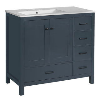 Bathroom Vanity With Sink Combo, 2 Soft Close Doors And 5 Drawers