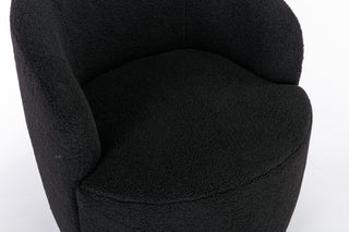 Teddy Fabric Swivel Accent Armchair Barrel Chair With Powder Coating Metal Ring
