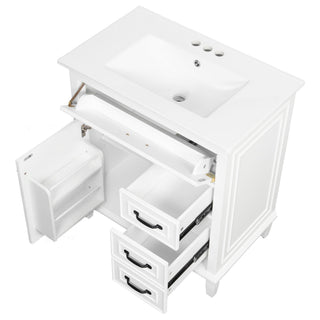 Bathroom Vanity With Sink Top, Flip Drawers, Adjustable Shelf