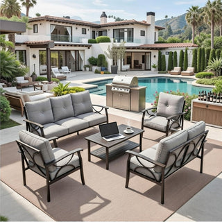 Patio Furniture Set With Coffee Table And Cushions For Backyard