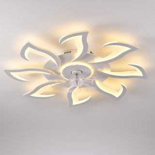 Flower Ceiling Fan With Remote Controlled LED Light, Flush Mount DC Motor Fan