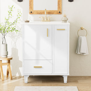 Bathroom Vanity With Sink, Deep Drawer, Door Shelf, 2 Tier Basket