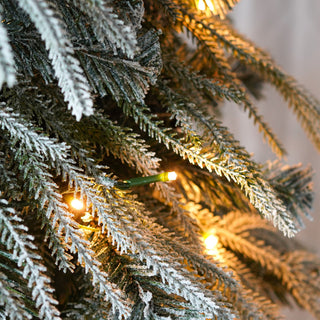 Snowy Cascading Christmas Trees 3 Piece Set With Warm LED Lighting, Flocked Weeping Branches, Multi Level Indoor Decor - Green