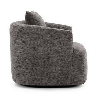 360° Swivel Barrel Sofa Chair With Throw Pillow, Upholstered Accent Chair