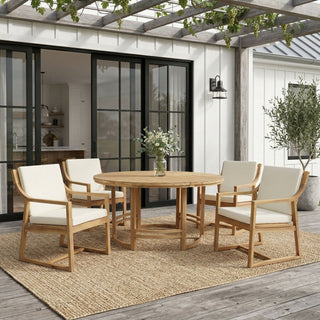 5 Piece Outdoor Dining Set, Patio Table And Chairs With Umbrella Hole