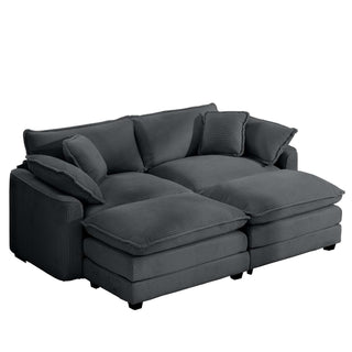 Modular Oversized Cushion Sofa With Ottoman, Low Back, Deep Seating Sofa Set