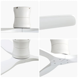 52" Ceiling Fan, No Light Flush Mount Low Profile 3 Blades With Remote Control