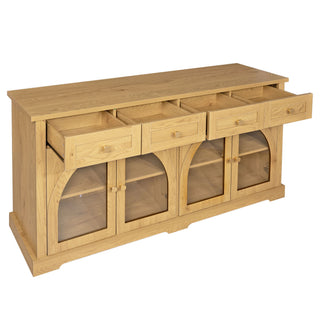 Sideboard Cabinet With 4 Drawers And 4 Arched Glass Doors