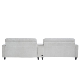 Modern Sectional Sofa U-Shaped With Movable Ottomans, tooth Speakers, LED Lights And Modular Storage