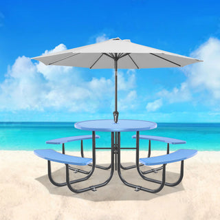 Round Outdoor Steel Picnic Table 46" With Umbrella Pole