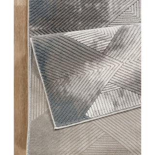 Geometrix - 5'3" X 7'3" Area Rug With Geometric 3D Effect - Ivory / Gray