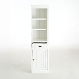 Retro Style 75'' Tall Display Shelf With Cabinet For Hallways Living Room Kitchen - White