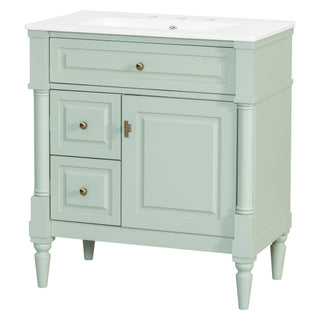 Modern Bathroom Vanity With Sink, Freestanding Cabinet With Flip Drawer & Adjustable Shelf