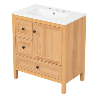 Modern Bathroom Vanity With Sink, Soft Close Drawers & Door, Storage Rack