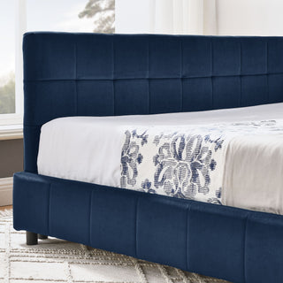 Mid-Century Storage Upholstered Tufted Bed Frame With Backrest And Armrests