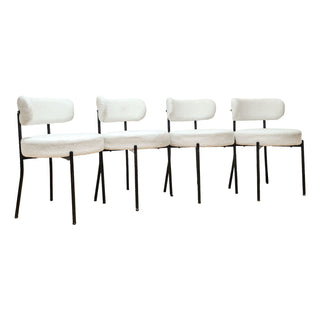 Extendable Dining Table Set With Curved Backrest Upholstered Chairs