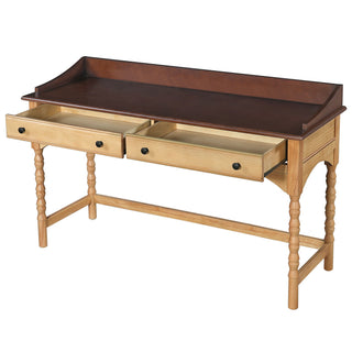 Writing Desk With 2 Storage Drawers, Workstation For Living Room - Brown / Natural