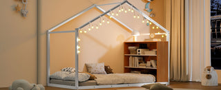 Bed House Frame With Shelves And Lights