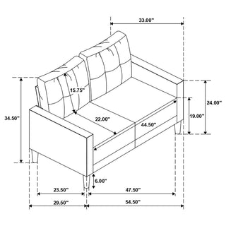 Harvey - Track Arm Tufted Sofa Set