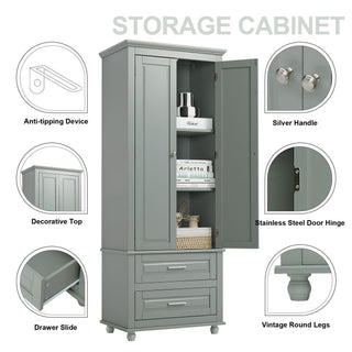 Tall Storage Cabinet With 2 Drawers For Bathroom