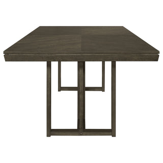 Glenmoor - Rectangular Dining Table With Geometric Double Pedestal Base - Dark Gray