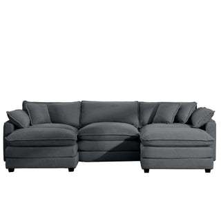 Modular Oversized Cushion Sofa With Ottoman, Low Back, Deep Seating Sofa Set