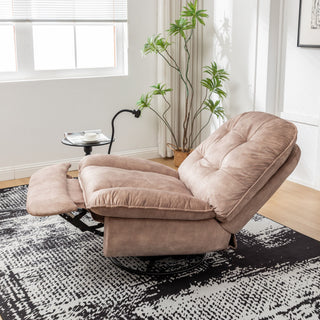 Modern Swivel Gliding Recliner Chair With Rocking Function And Phone Holder, Large Comfortable