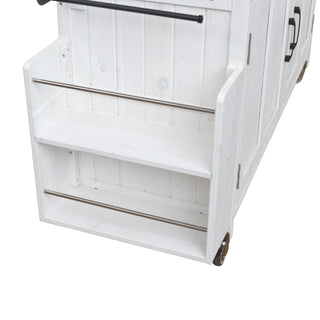 Foldable Outdoor Kitchen Island With Lockable Wheels, Storage Cabinet And Towel Rack For Patio