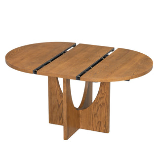 Topmax - 5 Piece Modern Extendable Round Dining Table Set With Removable Leaf For Small Places