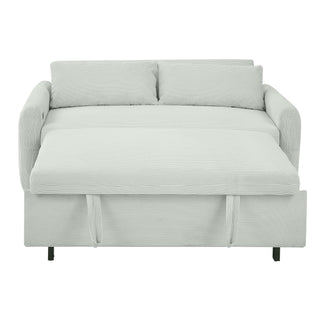 Pull-Out 2 Seat Modern Sleeper Sofa With 2 Throw Pillows And USB Ports
