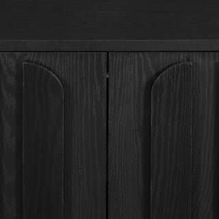 Farmhouse TV Stand, Storage Media Console With Adjustable Shelves & 3 Cable Holes