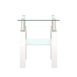 Modern Tempered Glass Tea Table, End Square Table For Living Room