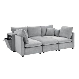 Modern Sectional Sofa U-Shaped With Movable Ottoman Storage Armrests And USB Ports