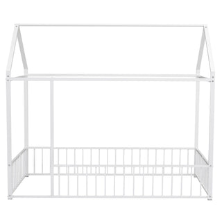 Metal Bed House Bed Frame With Fence